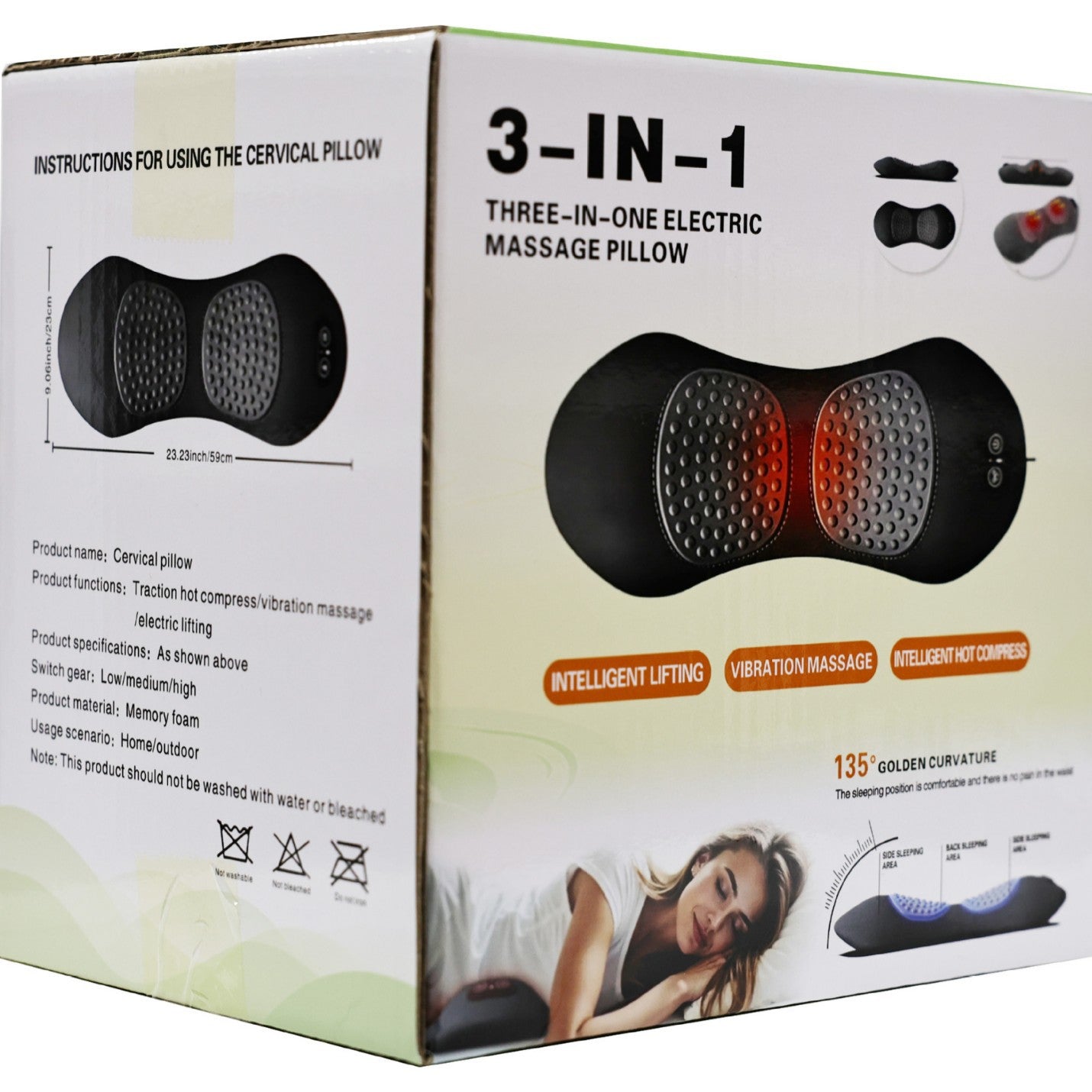 Ergonomic Lumbar Pillow with Massage and Heating