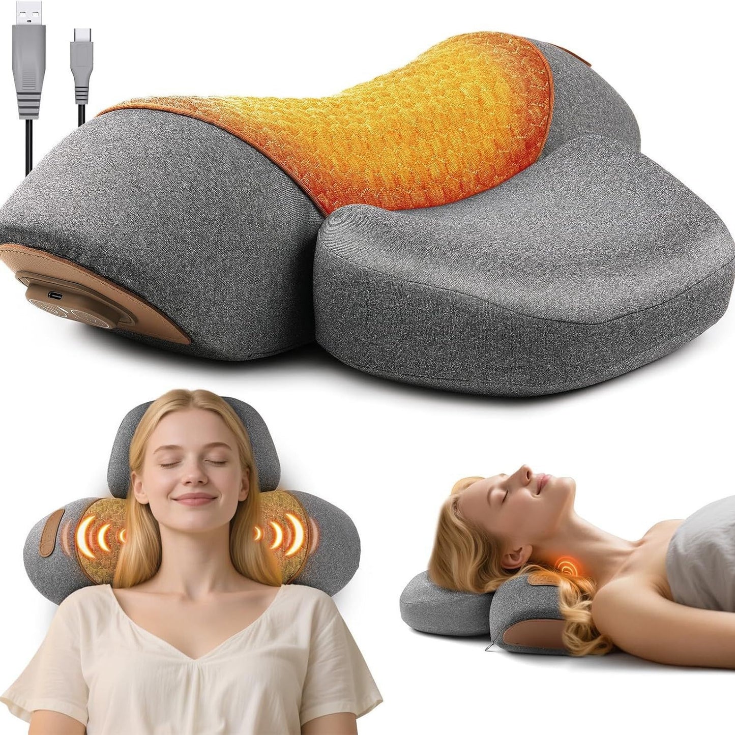 Ergonomic Cervical Massage Pillow with Heat Therapy