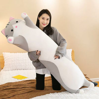 Long Cat Plush Toy Soft Huggable Doll Pillow