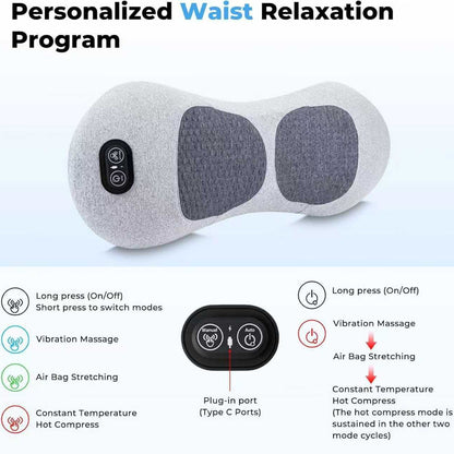 Ergonomic Lumbar Pillow with Massage and Heating