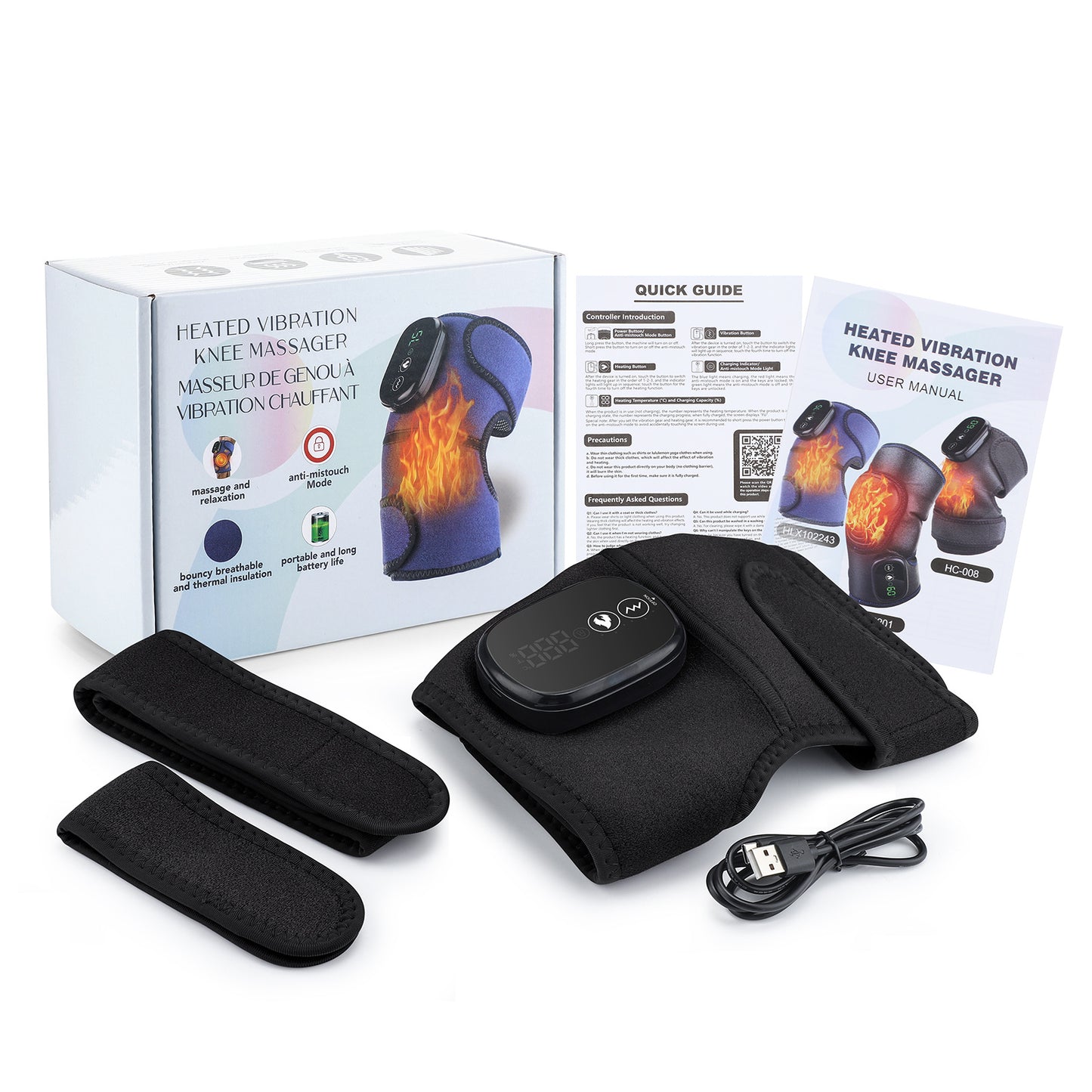 Cross-border electric heating knee pad hot compress vibrating knee massager warm cold old cold leg knee joint massage instrument