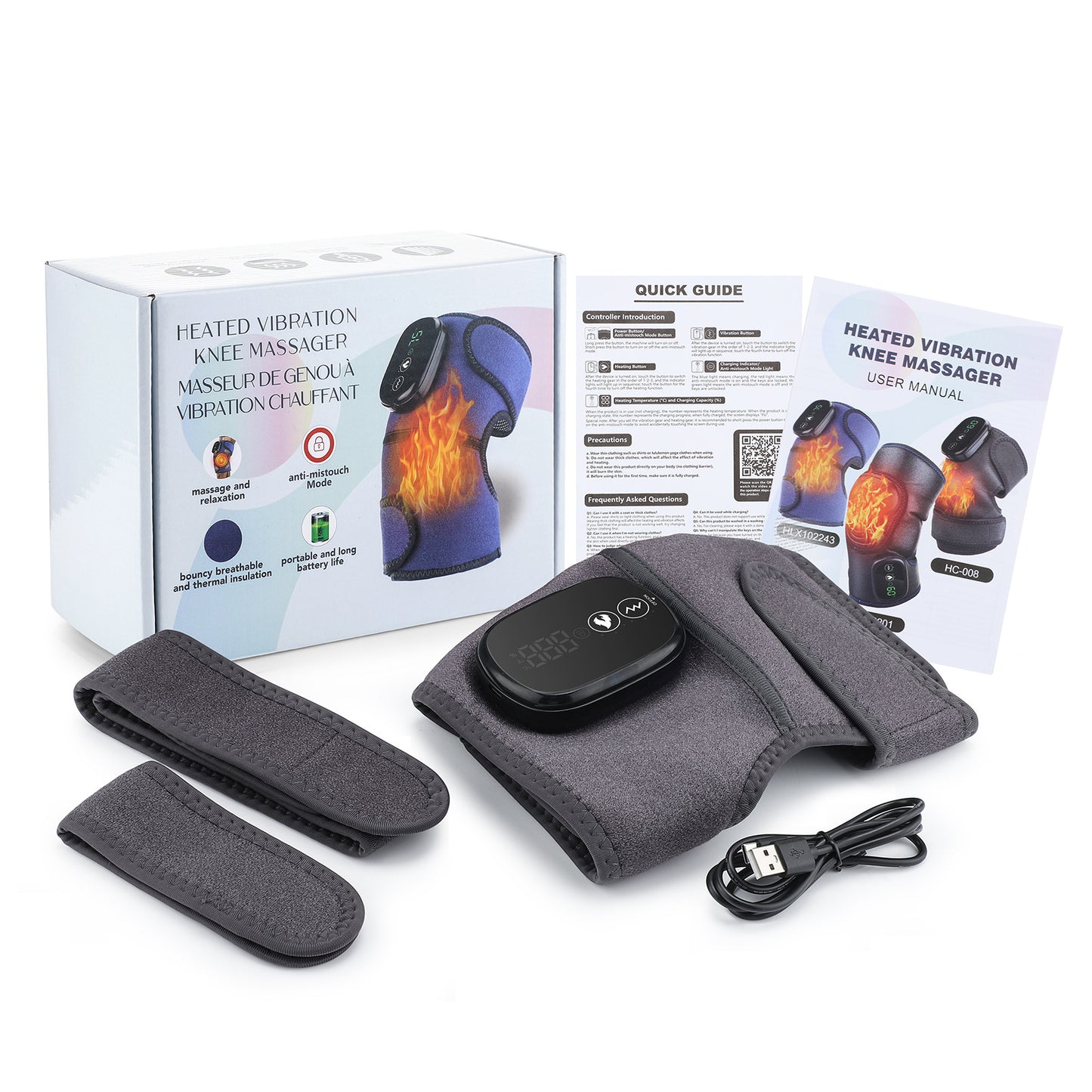 Cross-border electric heating knee pad hot compress vibrating knee massager warm cold old cold leg knee joint massage instrument