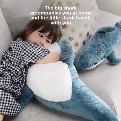 A cute shark sleeping pillow doll